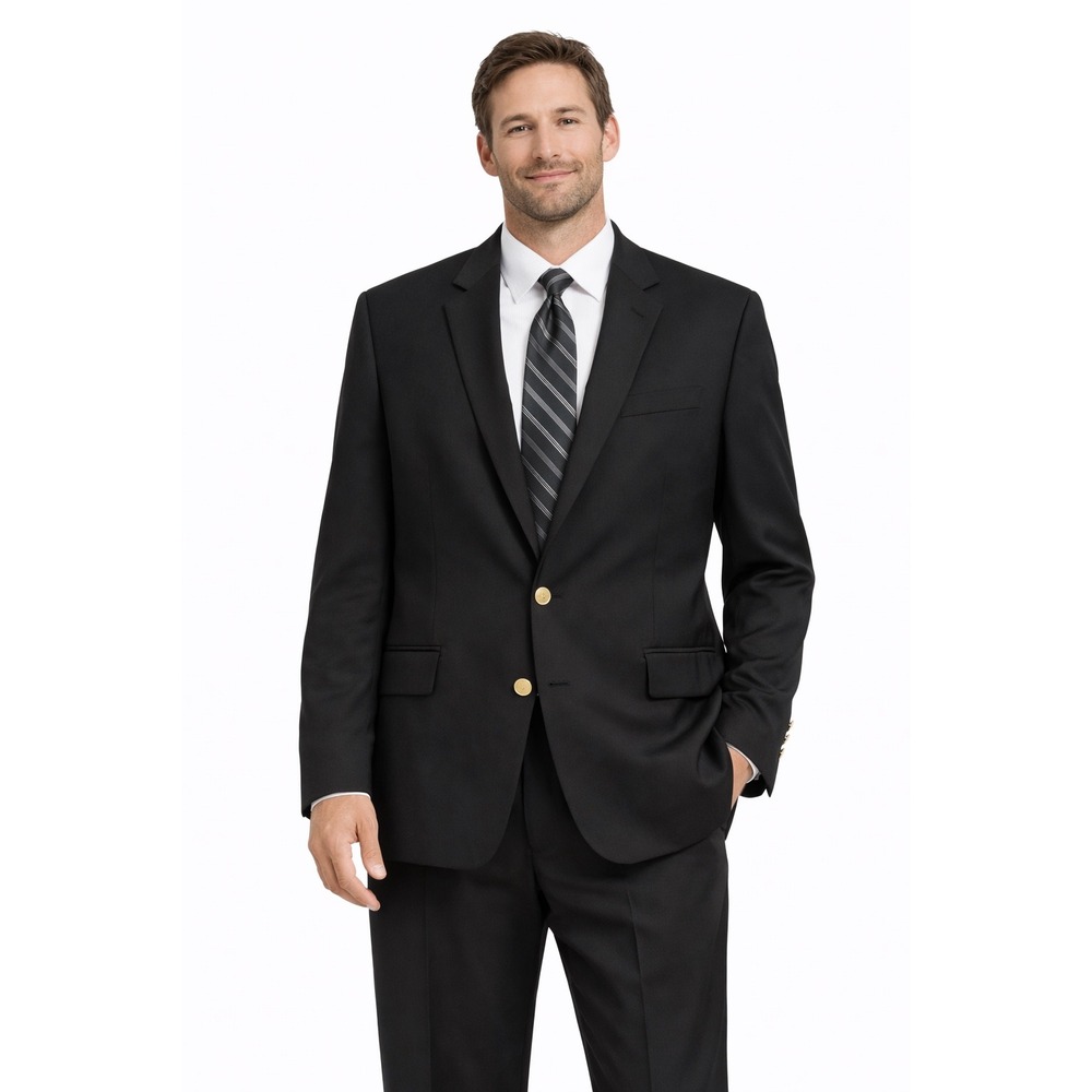 David Taylor Blazer Men 48L Black Gold Button Wool Blend Dark Academia Suit Coat